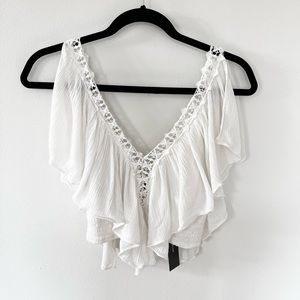 NWT Lulus Saturday Lace Crop Top, White, Small